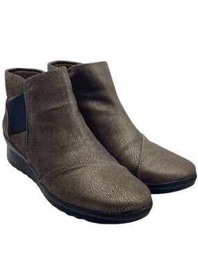 Clarks Caddell Rush Bronze Wedge Ankle Boots Wedges Sz 10